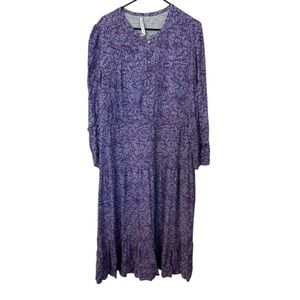 Rebecca Minkoff Women’s Long Sleeve Purple Floral Maxi Dress Sz L GUC